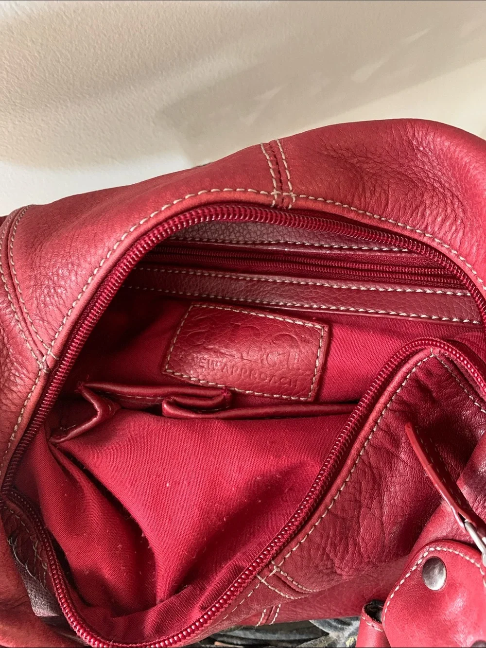 a.n.a Red Leather Braided-Strap Hobo with Tassel